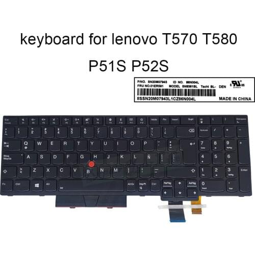 Latin Backlit keyboard For Lenovo Thinkpad T570 P51S T580 P52S LA ES Spain laptop keyboards original pointing 01ER591 SN20M07943