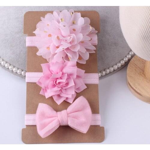 Sale Cute Baby Elastic Hair Band Chiffon Flower Newborn Headband Solid color Girls Kids Infant Bow Turban Hair Accessories