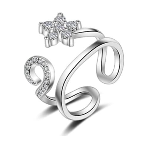 Korean version of the personality of the fashion wild double-layer petal opening female models silver plated rings SA134