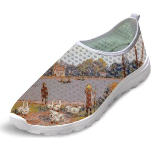 Customizable Male Summer Causal Flats Shoes Fashionable Men Sneakers Mesh Breathable Shoes Painting Art Print Alfred Sisley