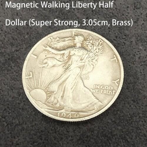 Magnetic Walking Liberty Half Dollar (Super Strong, 3.05cm, Brass) Magic Tricks Stage Close up Magia Illusion Gimmick Prop Magie