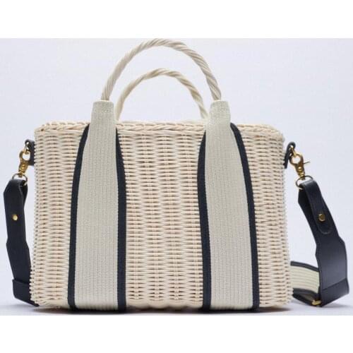 Fashion Rattan Women Handbags Design Brands Wicker Woven Shoulder Crossbody Bags Summer Beach Straw Bag Large Capacity Tote 2021
