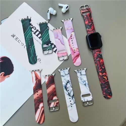 Fashion Marble Pattern Soft Wrist Loop Band Smart Strap for Apple Watch iWatch Series 6 5 4 3 2 1 SE