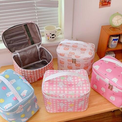 Cartoon Travel Cosmetic Bags Women Makeup Box Organizer for Teens Girls Outdoor Cute Bear Make Up Bag Beauty Wash Toiletry Case