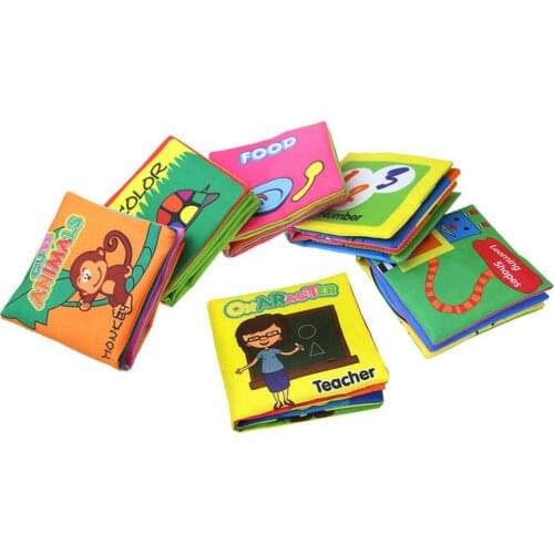 Soft Cloth Book Infant Baby Learning Education Animal Cartoon Word Book Non-Toxic Fabric Book Story Intelligence Developing Toy