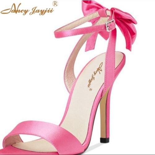 Bowtie Dress Sandals Women Summer Nubuck leather Peep Toe Ankle Buckle Shoes Woman Dress&Party Plus Size 4-16. Nancyjayjii
