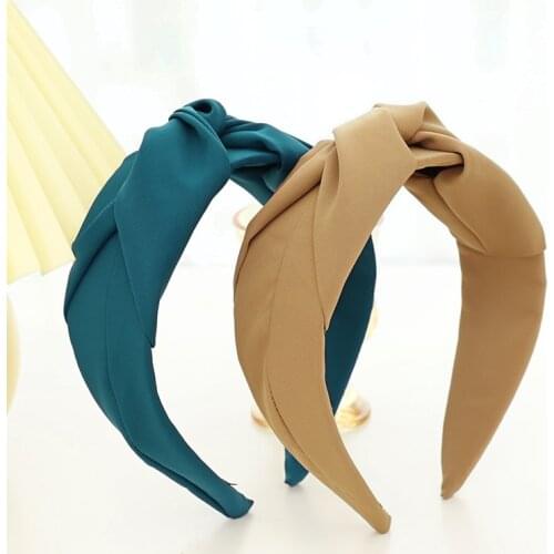 Fashion Women Hairband Solid color Headband Adult Hair Band Center Knot Hair Bow Bezel Headwear Turban Hair Accessories