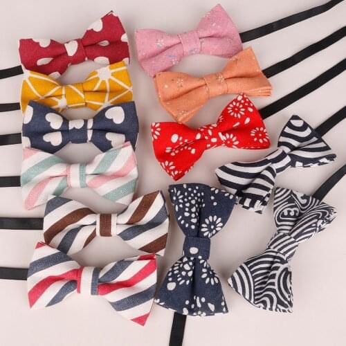 Wholesale 30/50pcs Pet Dog Cat Puppy Bow Ties Adjustable Baby Kids Cotton&Linen Bowties Dog Collar Accessories Pet Supplies