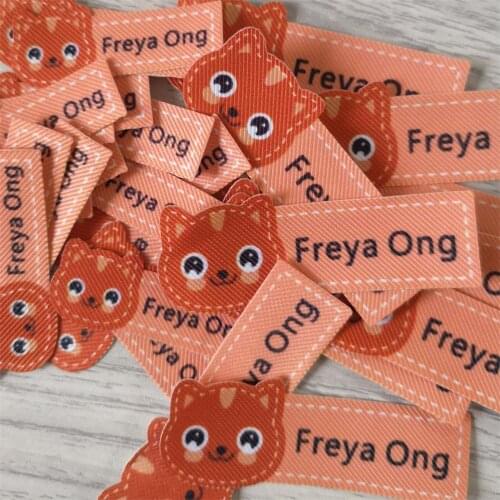 Custom Cute cartoon/can iron or sew/ Organic Cotton/Clothing Labels/Child/kid name label Logo Tags/Cartoon animal name label