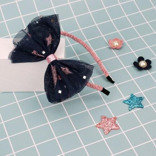 Bow-knot Baby Girls Headbands Glitter Pins Sequins Shining Lace Hairbands Toddler Infant Cute Hair Ornament Kids Hair Accessorie