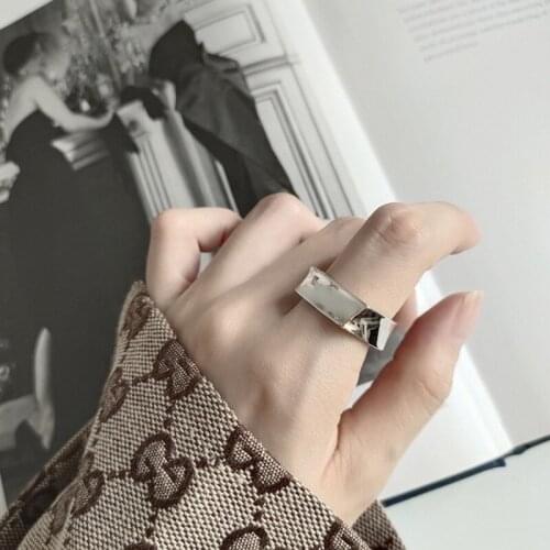 Simple Geometric Square Smooth Open Finger Ring for Women Party Jewelry Accessory Gifts