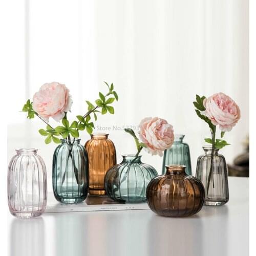 Transparent Hydroponic Glass Vase Small Living Room Decor Home Modern Flower Vase Mini Terrarium Home Decoration Nordic