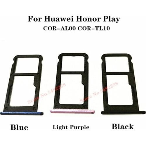 100% Original SIM Tray Holder Frame For Huawei Honor Play COR-AL00 COR-TL10 SD/SIM Card Reader Case Cover Replacement Parts