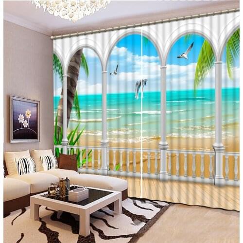 Luxury Blackout 3D Window Curtains For Living Room Bedroom roman beach curtains Blackout curtain
