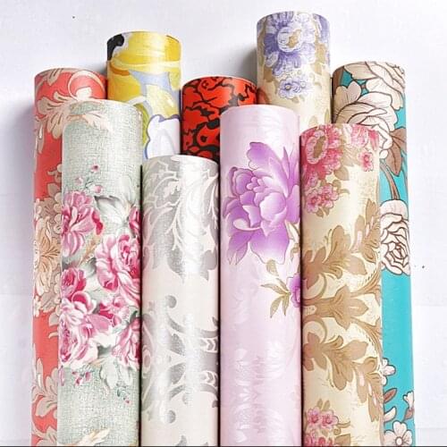 Fresh Garden Floral Home Decor Self-adhesive Wallpaper for Bedroom and Living Room Roll Size(0.45m*10m)