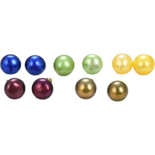 JK Natural Pearl 11mm Freshwater Pearl Semi Round AAA Grade Multi Color Stud Earrings cute style for women girl gift