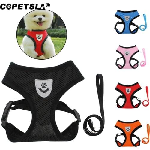 Copetsla Dog Harness Small Dog Chain Teddy Vest Puppies Chest Strap Breathable Mesh Harness Leash For Outdoor Perro Walking Lead