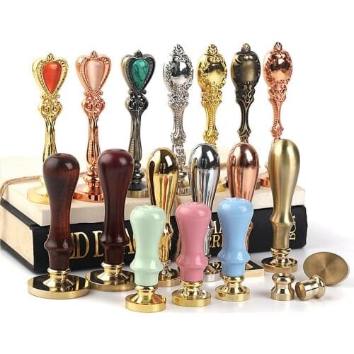 Peacock Magic Rose Metal Wooden Handle Mini Macaron Handle for Customized wax stamp league DIY gift ancient seal stamp