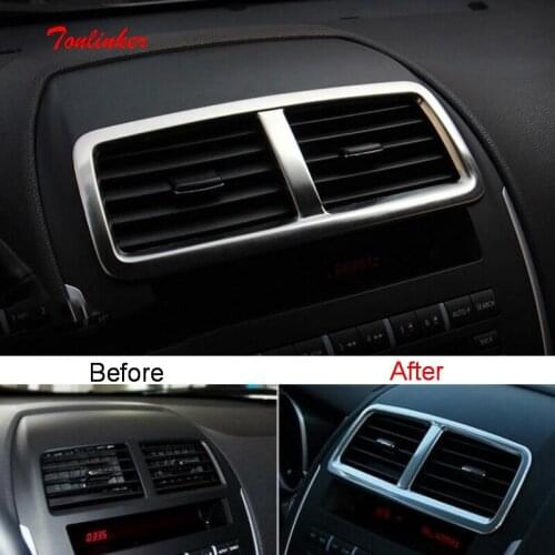 Tonlinker Interior Center Outlet Cover case sticker for Mitsubishi ASX 2013-19 Car Styling 1 PCS Stainless steel cover Stickers