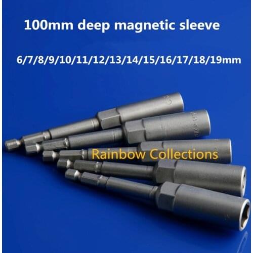 100mm deepen with magnetic sleeve deepening wind batch socket electric drill electric pneumatic hexagonal sleeve Free shipping