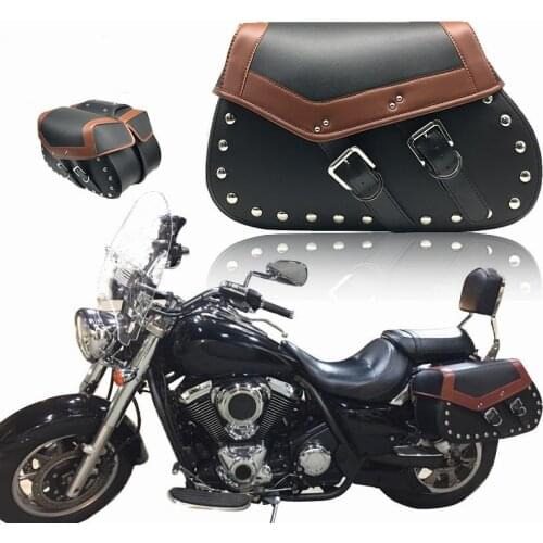 Universal big size Motorcycle Saddle Bags motorbike side pouch rivet luggage bag For Harley Sportster Iron 883 1200 XL 1 Pair