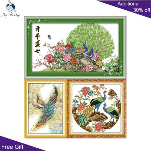 Joy Sunday Peacock Cross Stitch D181 D360 D373 Flourishing Age Peacock Couples Two Peacocks Animal Embroidery Cross Stitch Kits