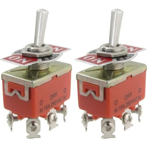 WSFS Hot 2 Pcs AC 250V 15A Amps ON/OFF/ON 3 Position DPDT Toggle Switch