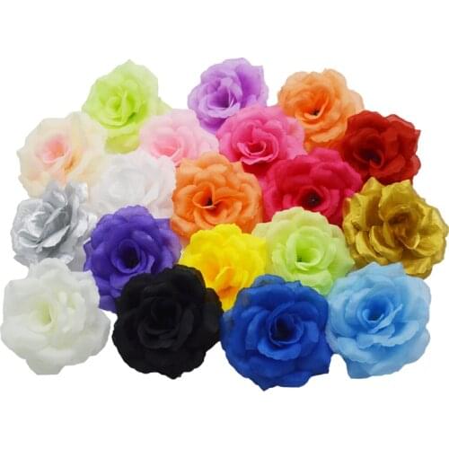Yoshiko 100PCS 8cm Artificial Gold Rose Silk Flowers Decoration for Wedding Party Home DIY Decoration Bridal Flowers sticks
