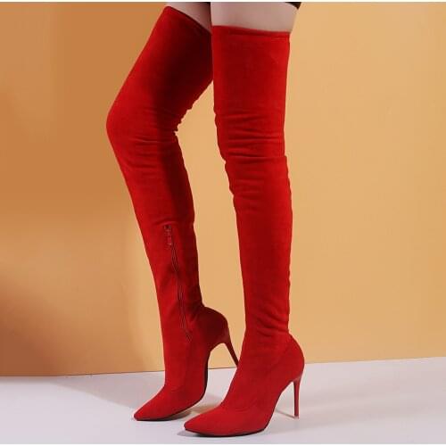 Womens Shoes Woman Plus Large Big Size 35-43 Over The Knee Boots Thin High Heel Sexy Party Boots Elastic Botas De Mujer 2020