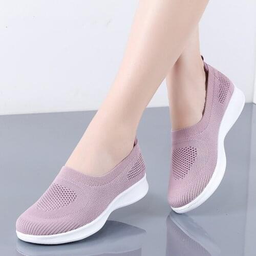 2021 Fashion Flats Shoes for Women Breathable Mesh Summer Shoes Woman Sneakers Slip-on Ballet Flats Ladies Casual Shoes