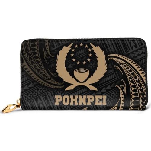 NOISYDESIGNS Polynesian Tapa Pattern Art Print Women Wallets Genuine Leather Long Card Holder Female Clutch Money Bag For Women