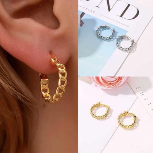 Women Curb Earrings Dangle Geometry Hoop Hook Fashion Chain New Jewelry Hinged
