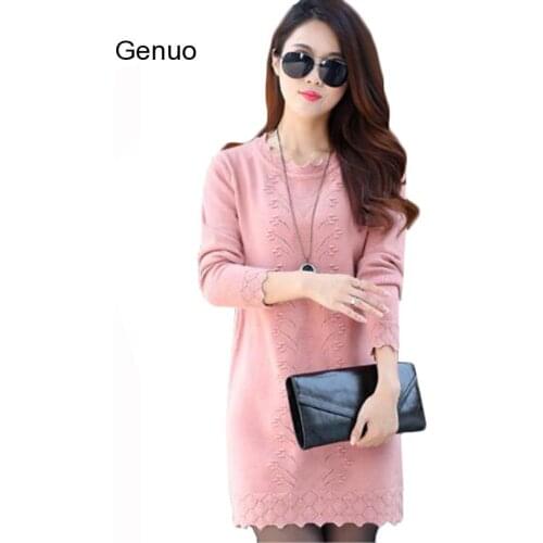Women Sweaters Pullovers New Autumn Winter Long Knitted Sweater Knitwear Female Long Sleeve Jumper Bottoming Tops Plus size