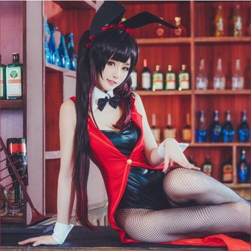 Womens Kurumi Tokisaki Red Bunny Girl Costume Date A Live Cosplay Jumpsuit