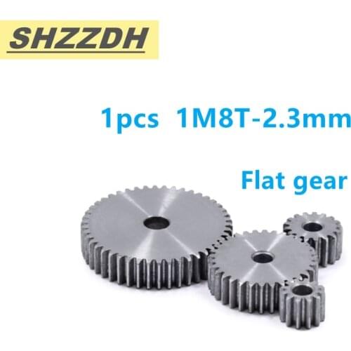 1PCS 1M 8T inner hole 2.3mm spur gear standard hole 90 degree 45# steel quenching machined hole