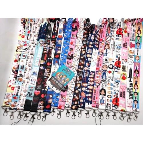10 sets Doctors Nurse lanyard card Lanyard Key Lanyard Cosplay Badge ID Cards Holders Neck Straps Keychains