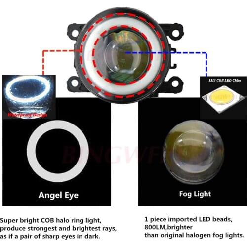 2pcs/pair (Left+Right) Angel Eye car-styling Fog Lamps LED Lights For Citroen C4 Grand Picasso UA MPV 2006-2012