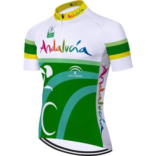2021 team andalucia maillot velo homme summer quick dry breathable short sleeve bicycle jersey men mallot ciclismo