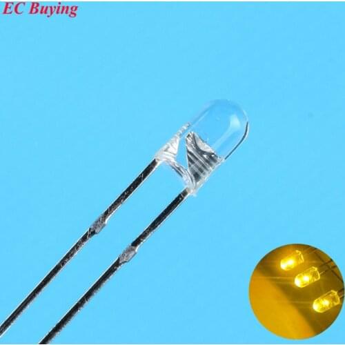 3mm Yellow LED Round Boundless Light Emitting Diode Transparent Ultra Bright Lamp Plug-in DIY Kit Practice Endless DIP10 pcs/lot