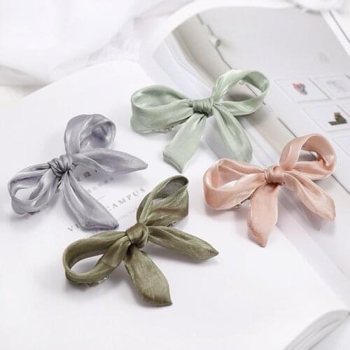 Hair Accessories Headband for Women Solid Color Silk Satin clips Chiffon Hairpin Barrettes Hairbands For Girls Hair Band