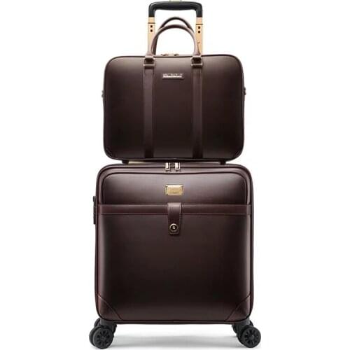 Men business pu rolling luggage set with hangbag women fashion travel suitcase spinner trolley valise carry on boarding bag