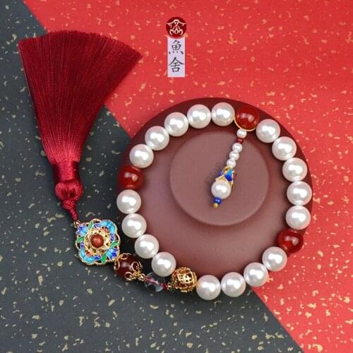 Qing court 18 child pressure inner cheongsam beads pendant tie-in hand act the role of hanfu Chinese wind string