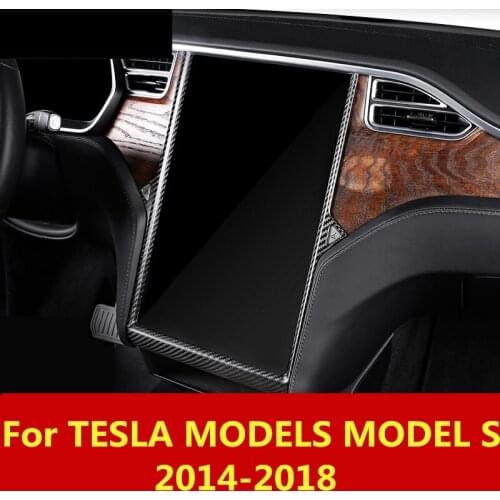 For TESLA MODELX MODEL S 2014-2018 carbon fiber Stainless steel Center Console Navigation frame decoration cover trim Accessorie