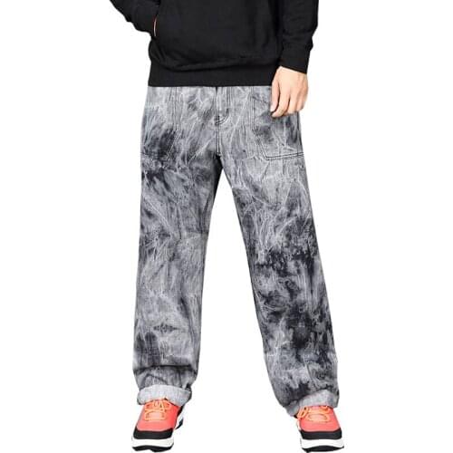 Mens Straight Denim Cargo Pants Biker Jeans Men Baggy Loose Gray Jeans Jeans For Men Size 30-44 46