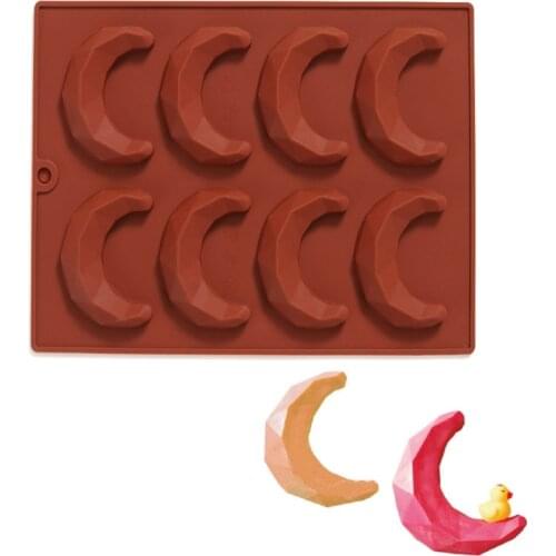 Faceted Moon Pendant Silicone Molds Diamond Crescent Moon Resin Casting Molds F3MF