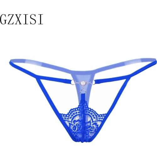 GZXISI 2017 New Arrival Womens Sexy Lace Pearl Low-Waist G-String Hollow Underwear Women Thongs Panties G String For Ladies