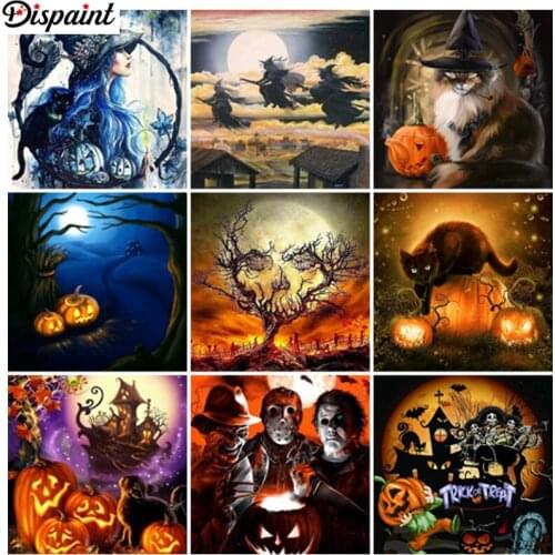 Dispaint Diamond Painting Full Square/Round Diamond "Halloween scenery" Pattern Embroidery Cross Stitch 5D Rhinestone Painting