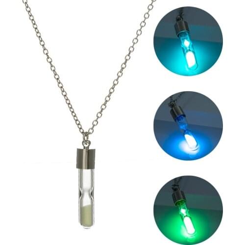 Columnar Quicksand Glowing In The Dark Pendant Necklace for Women Christmas Eve Halloween Party Jewelry Accessory