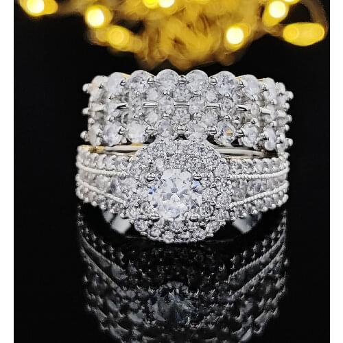 Original 925 Sterling Silver Wedding Rings Set Band Ring for Women Engagement Bridal Fashion Jewelry Finger R6007