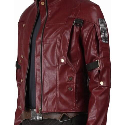 Superhero Galaxy Cosplay Costume Lord Peter Quill Overcoat Halloween Party Red Fashion Jacket